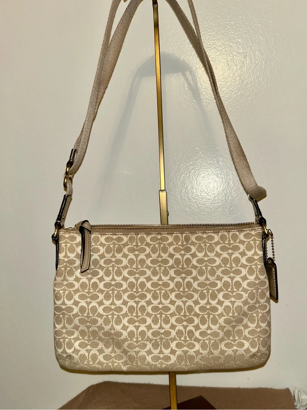 Coach Chelsea Signature Crossbody Bag.  Y2K Gold Sparkle